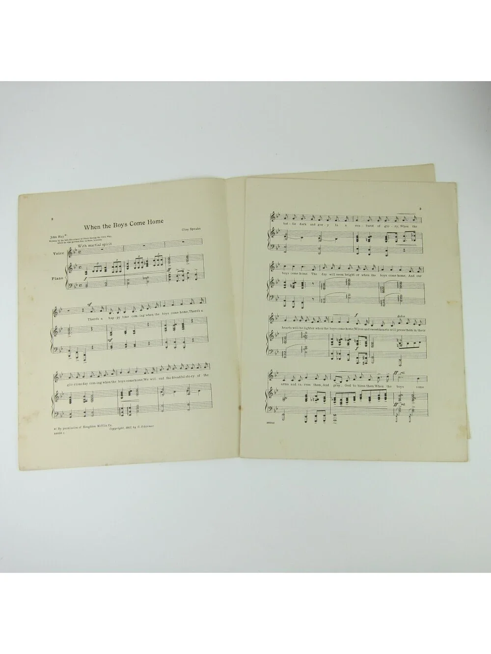 Sheet Music When the Boys Come Home WWI John Hay & Oley Speaks Antique 1917